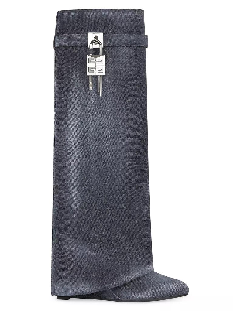 Givenchy Shark Lock Boots In Washed Denim