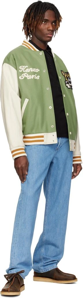 Kenzo Green & White Kenzo Paris VERDY Edition Varsity Bomber Jacket 4