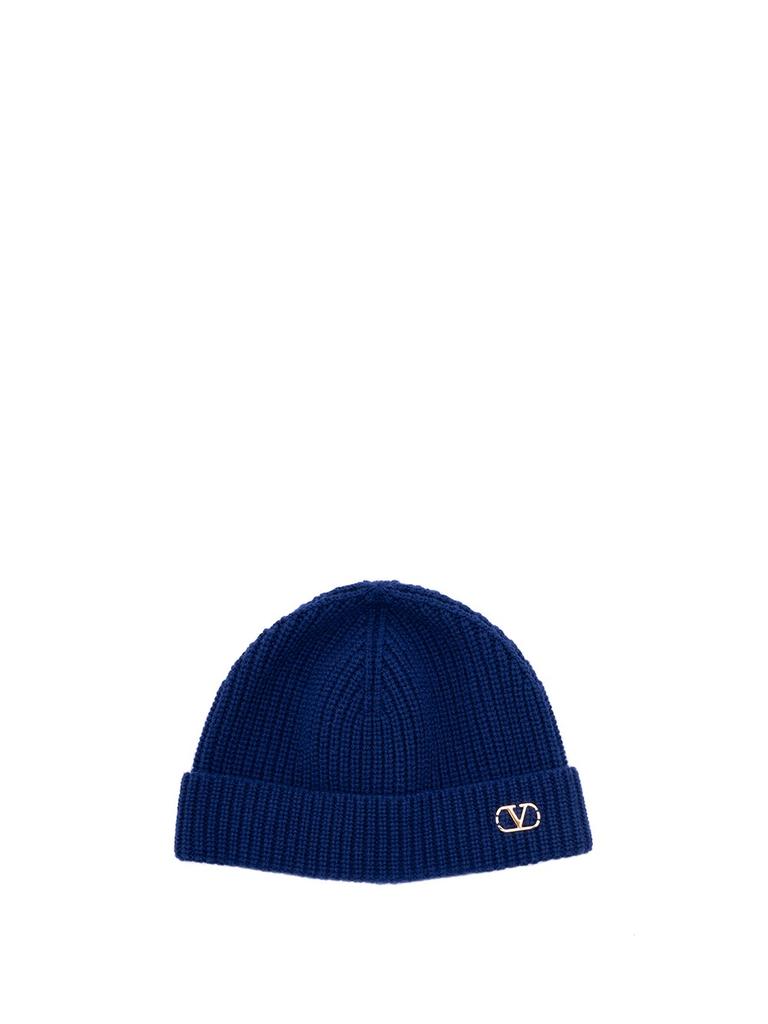 【VALENTINO】logo-embroidered ribbed virgin wool beanie Valentino Valentino Garavani logo-embroidered ribbed virgin