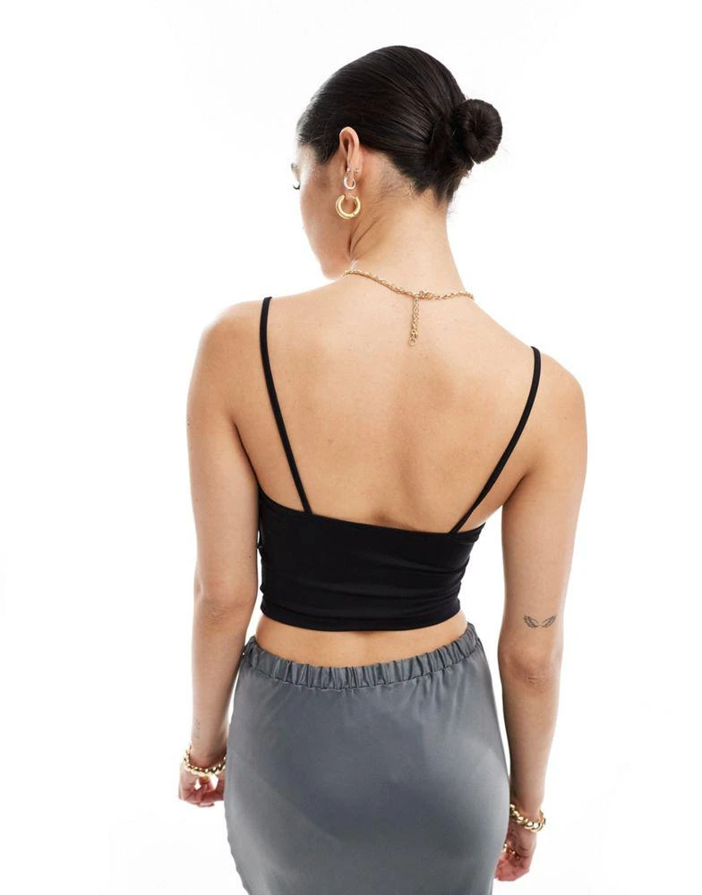 Stradivarius Stradivarius polyamide cami top 2 pack in black & blue 4
