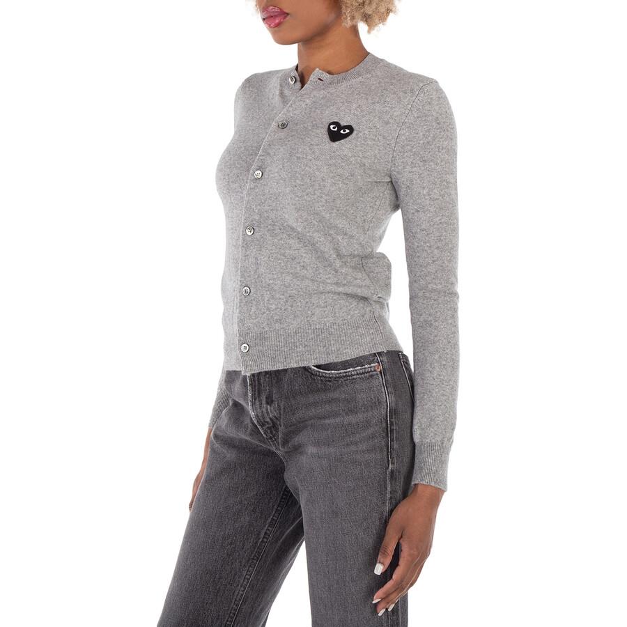 Comme des Garcons Black Heart Logo Cardigan In Grey