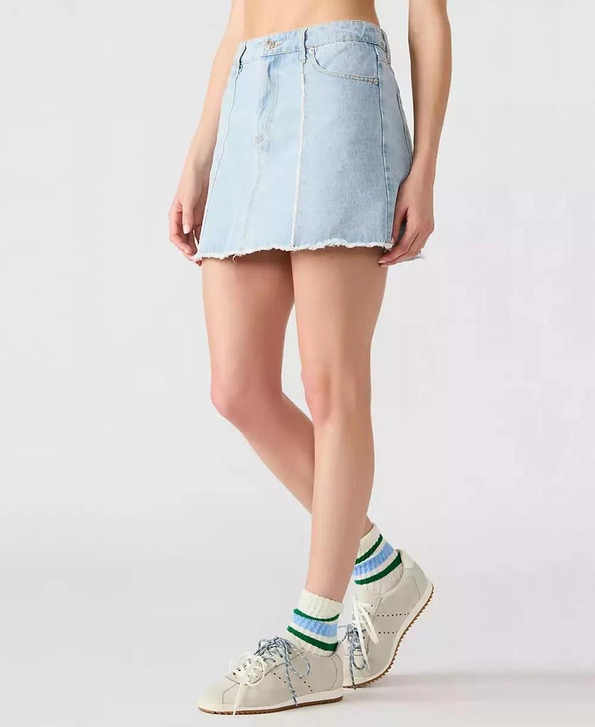 Steve Madden Women
s Cheri Frayed-Edge Denim Skirt 3