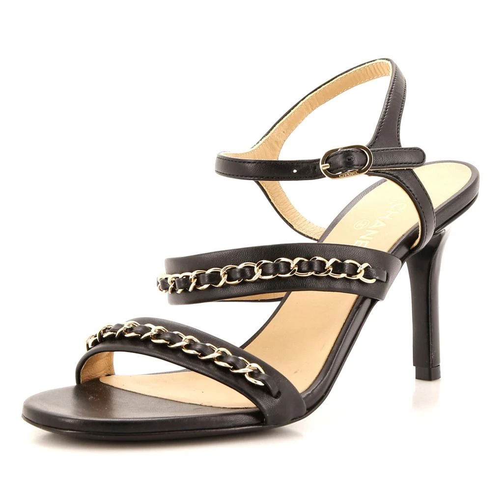 Chanel Women's Chain Straps Heeled Sandals Leather 1