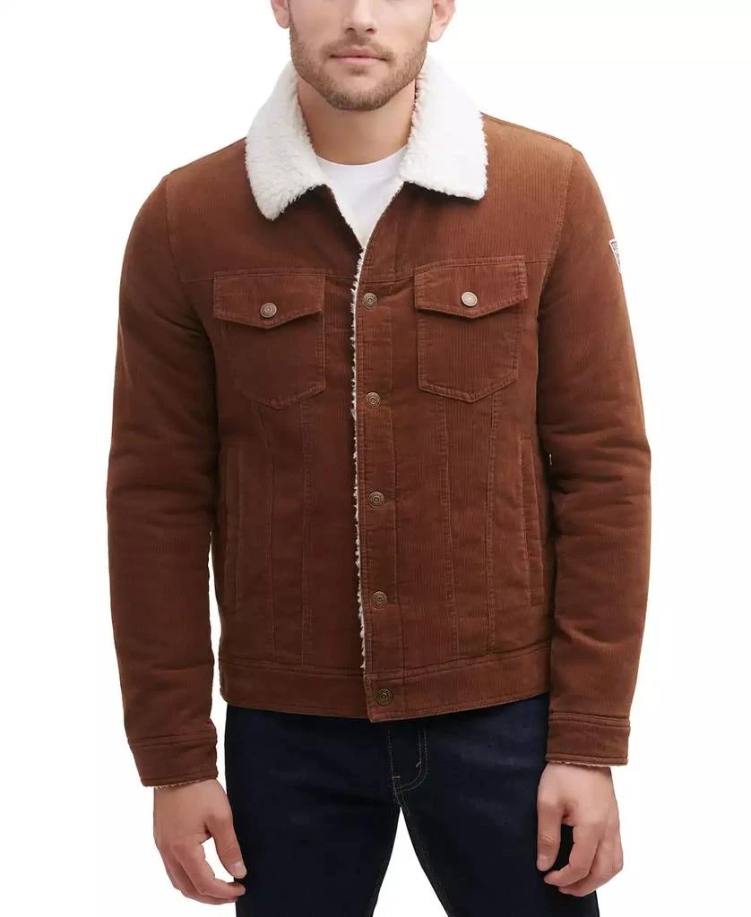 GUESS Men's Corduroy Bomber Jacket with Sherpa Collar 1