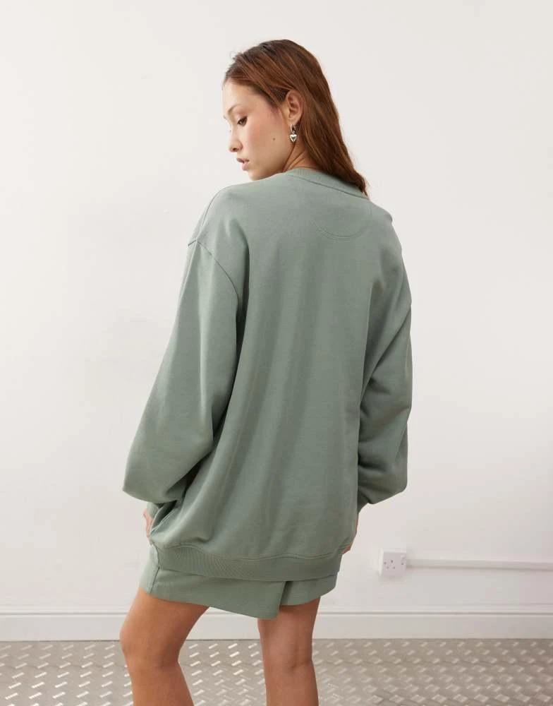 Adidas adidas Originals Essentials Oversized French Terry Sweatshirt in green 4