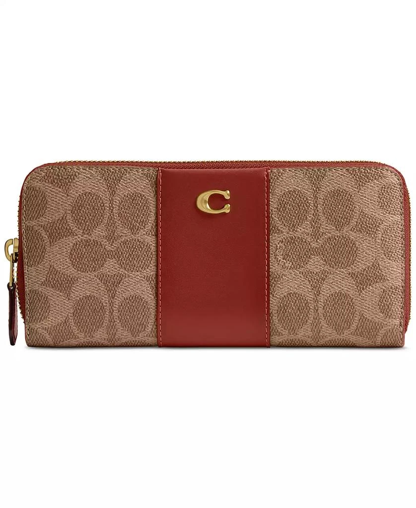 Coach Essential Signature Canvas Slim Accordion Zip Wallet 1