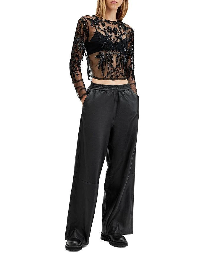 ALL SAINTS Wide Leg Leather Trousers 5