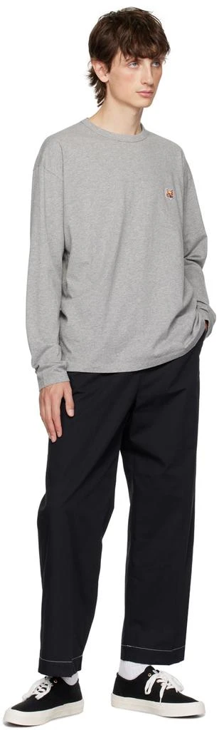 Maison Kitsune Gray Fox Head Long Sleeve T-Shirt 4