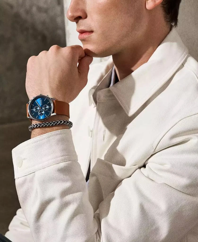 Skagen Men's Hoist Chronograph Brown Leather Watch 42mm 3