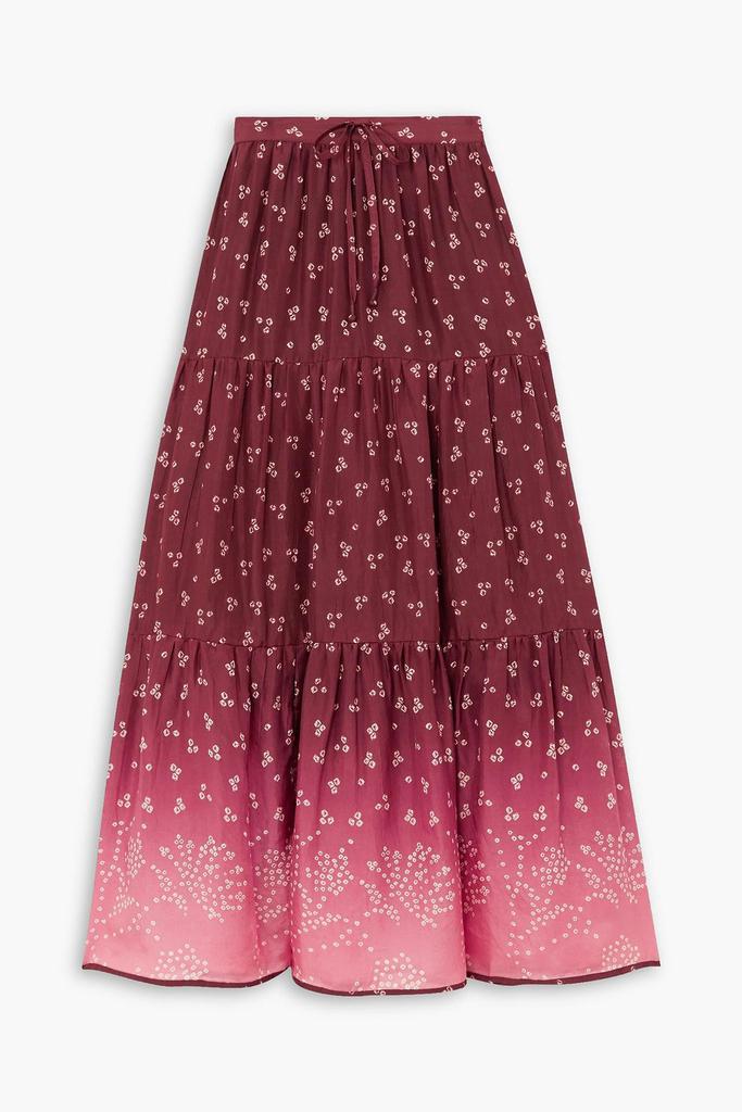 HANNAH Layla tiered printed silk-habotai midi skirt