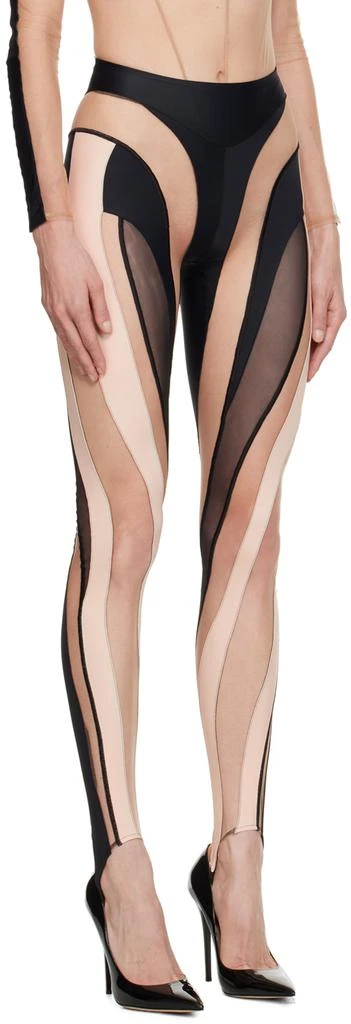 Mugler Black & Beige Spiral Leggings 2