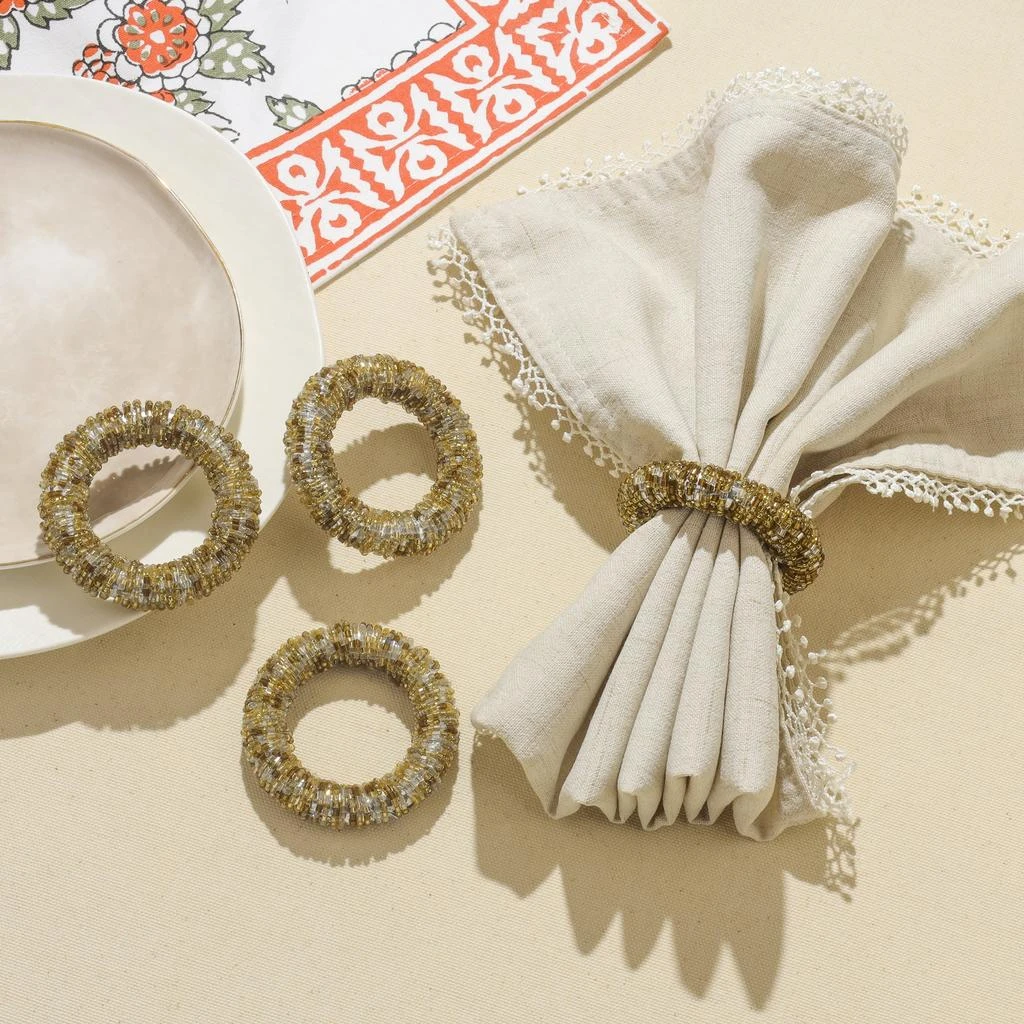Tiramisu Gilded Brocade Weave Napkin Rings (Set of 4) 2