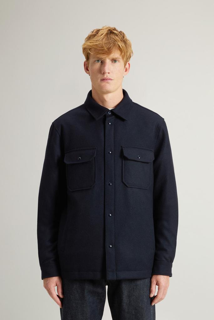 Woolrich Alaskan Padded Overshirt in Recycled Italian Wool Blend - Men - Blue