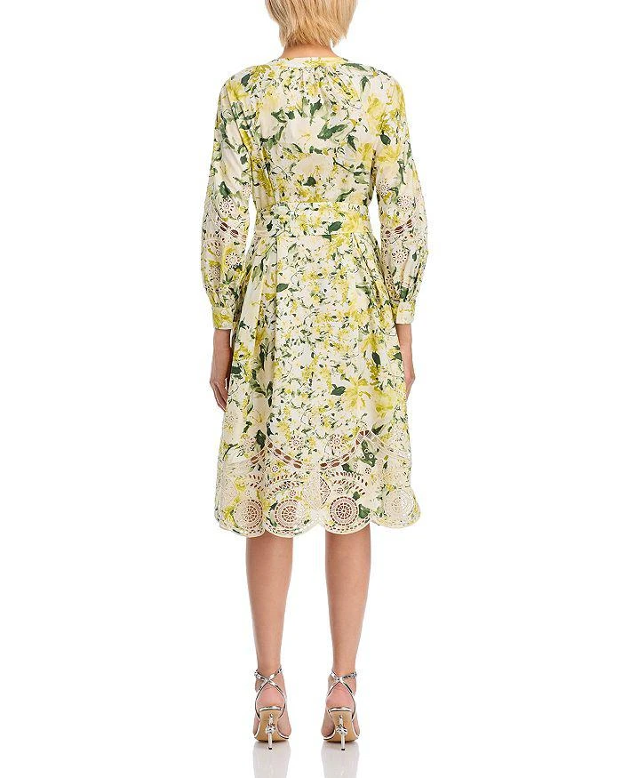 Teri Jon Cotton Print Eyelet Trim Dress 4