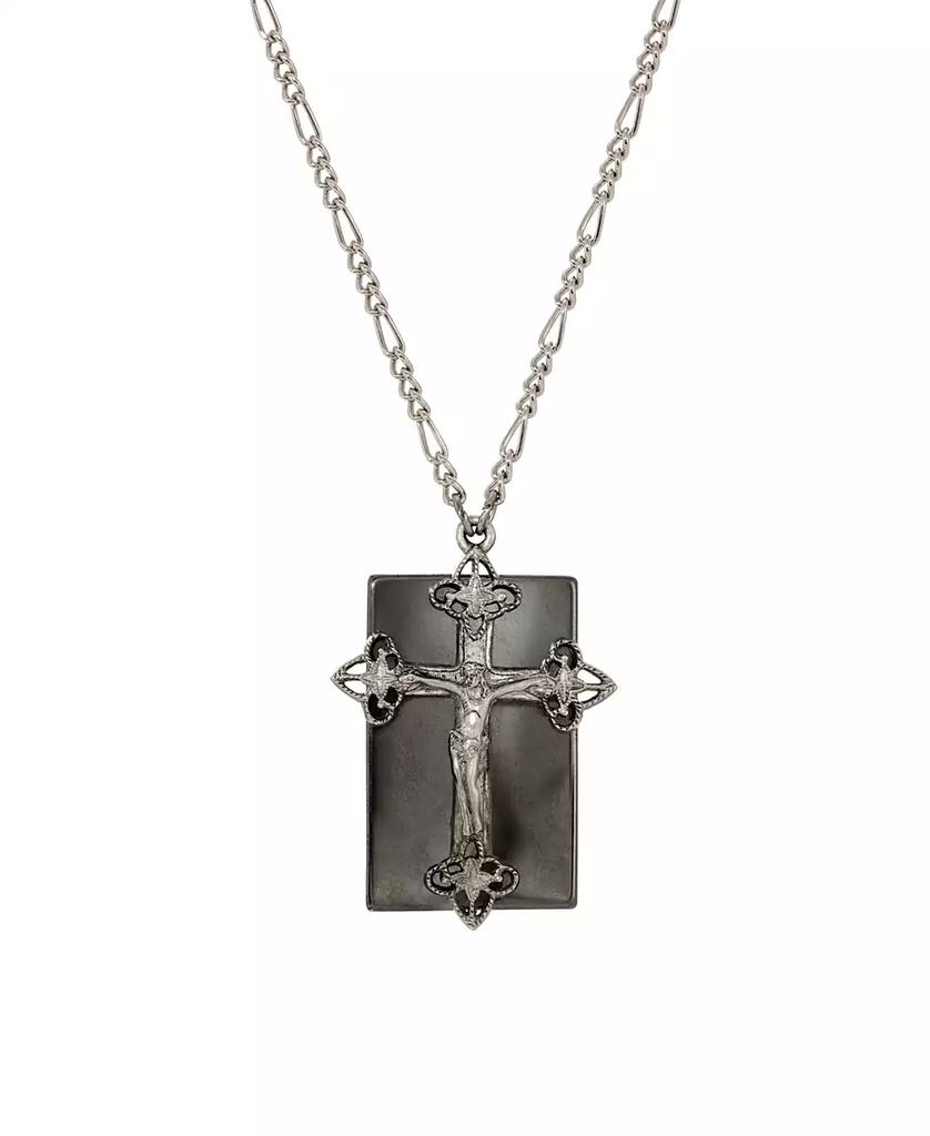 2028 Semi-precious Square Cross Necklace