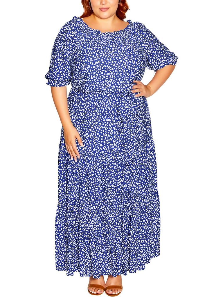 City Chic Emily Womens Ruffled Long Maxi Dress