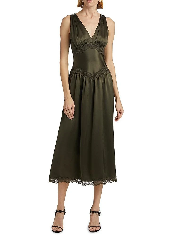 Reformation Stasia Lace-Trim Silk Dress 3