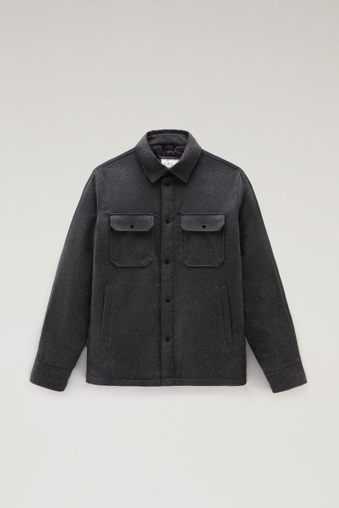 Woolrich Alaskan Padded Overshirt in Recycled Italian Wool Blend - Men - Blue