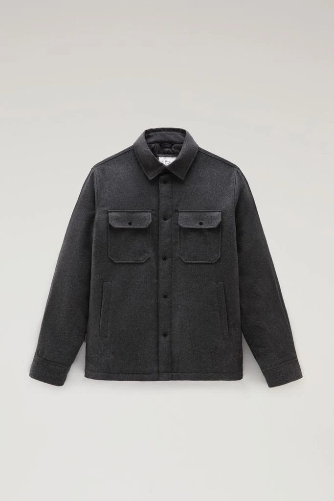 Woolrich Alaskan Padded Overshirt in Recycled Italian Wool Blend - Men - Gray 1