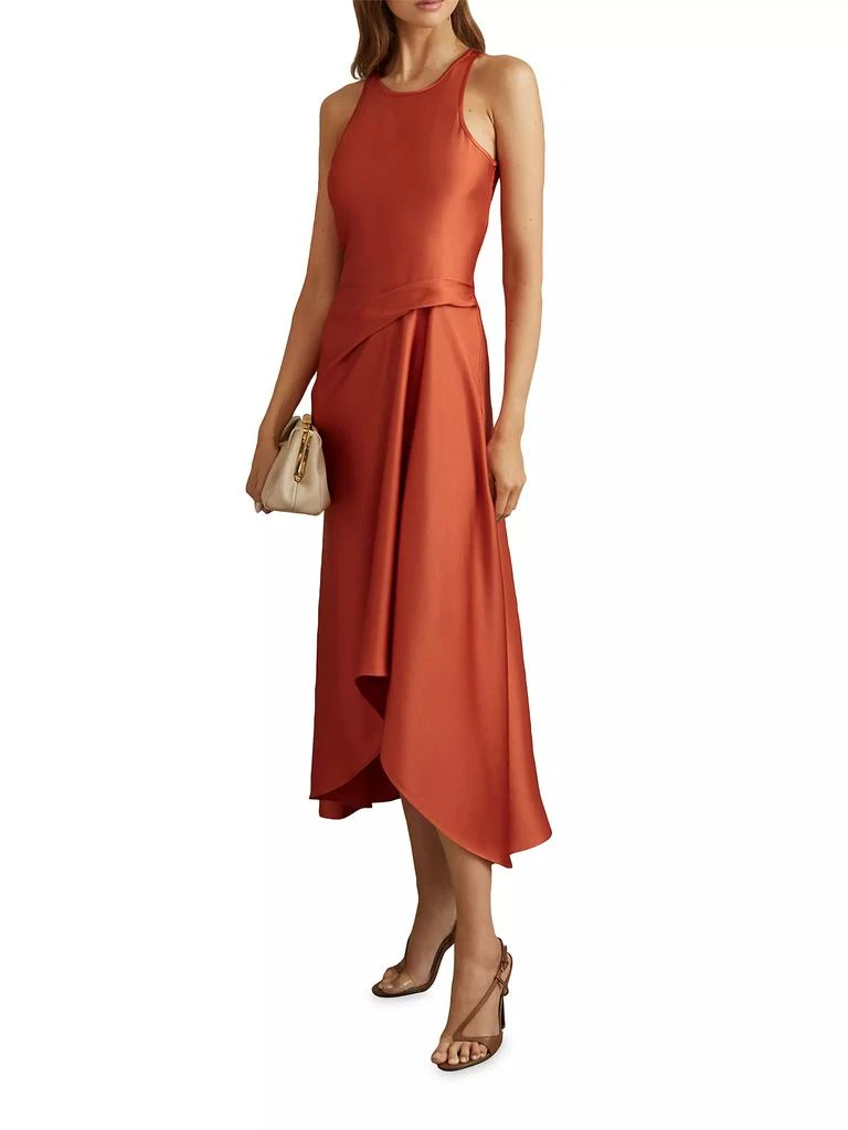 REISS Micah Satin Tuck Midi-Dress 2