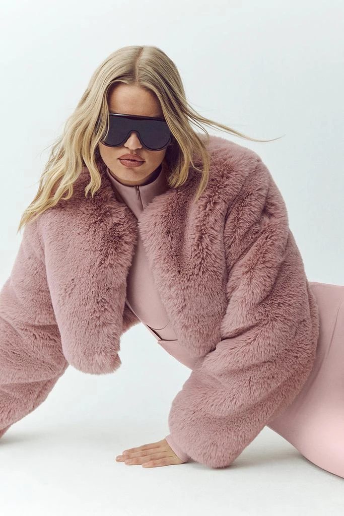 Alo Faux Fur Chic Cropped Jacket - Pink Champagne 3