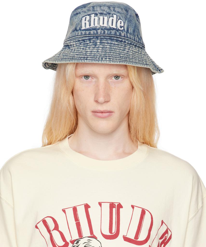 Rhude Navy Denim Bucket Hat