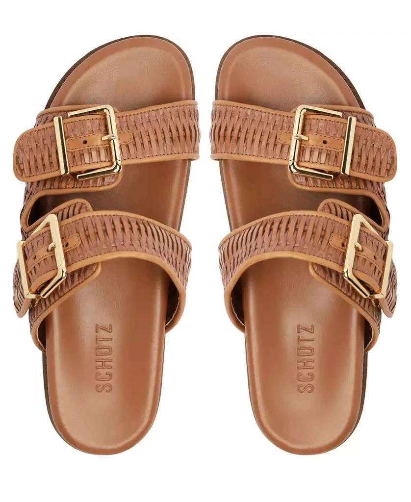 Schutz Women
s Naomi Round Toe Flat Sandals 7
