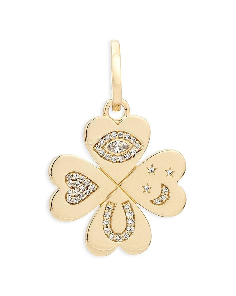 Adina Reyter 14K Yellow Gold Diamond Pavé Lucky Symbol Clover Charm Pendant 1