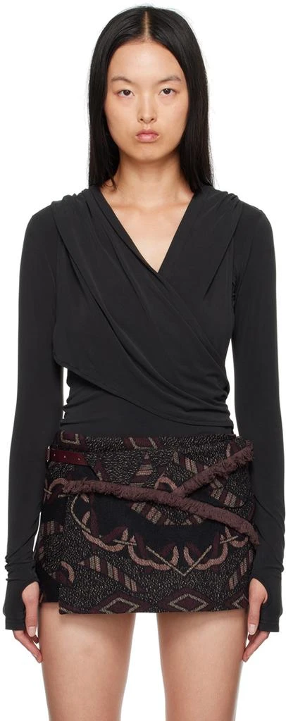 Hyein Seo Black Hooded Long Sleeve T-Shirt 1