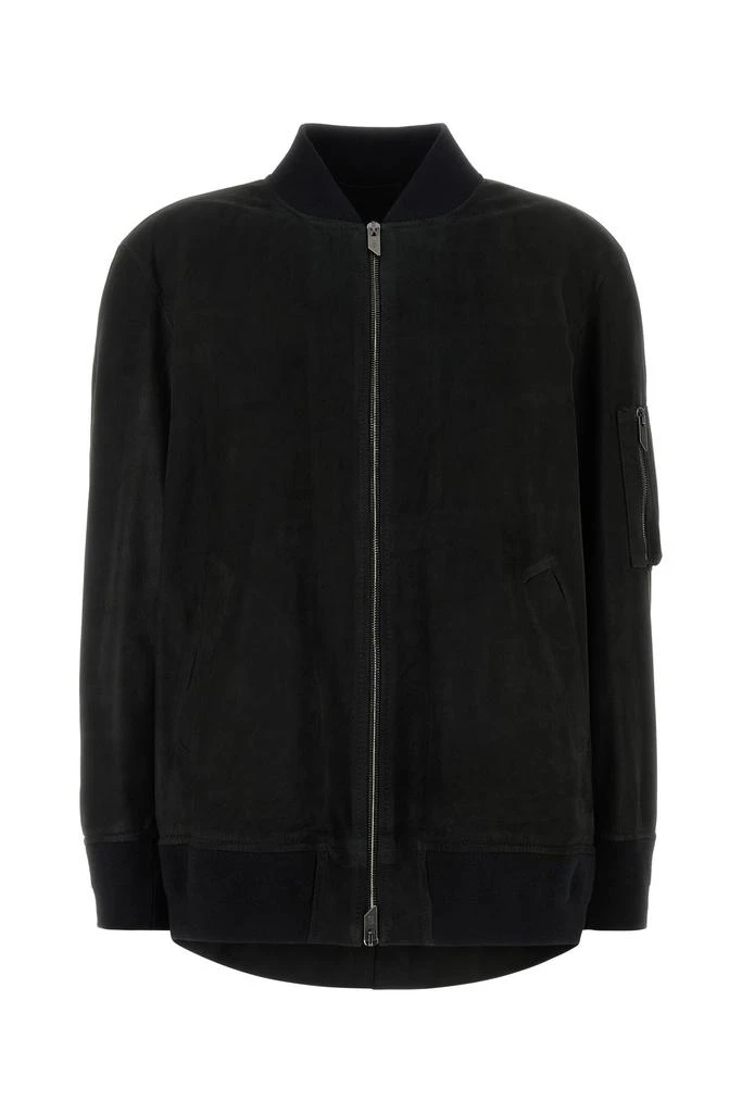 SANTORO Black suede bomber jacket