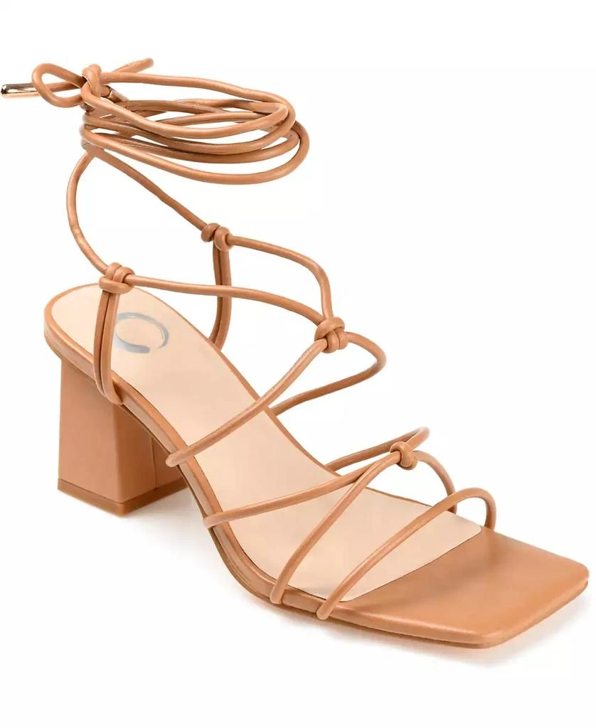 Journee Collection Women's Harpr Strappy Ankle Tie Block Heel Dress Sandals 1