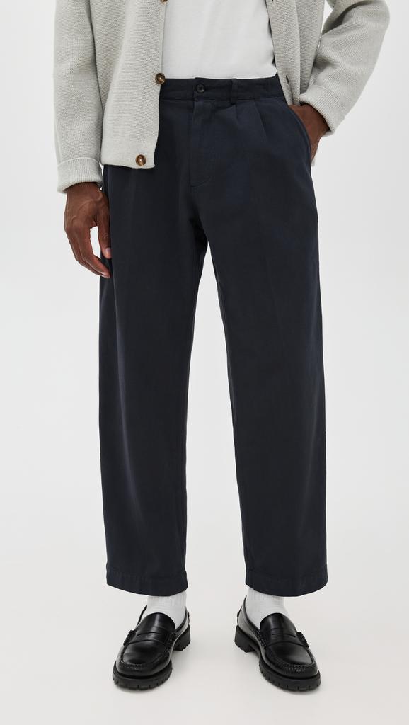 Knickerbocker Canal Pleated Twill Cotton Pants