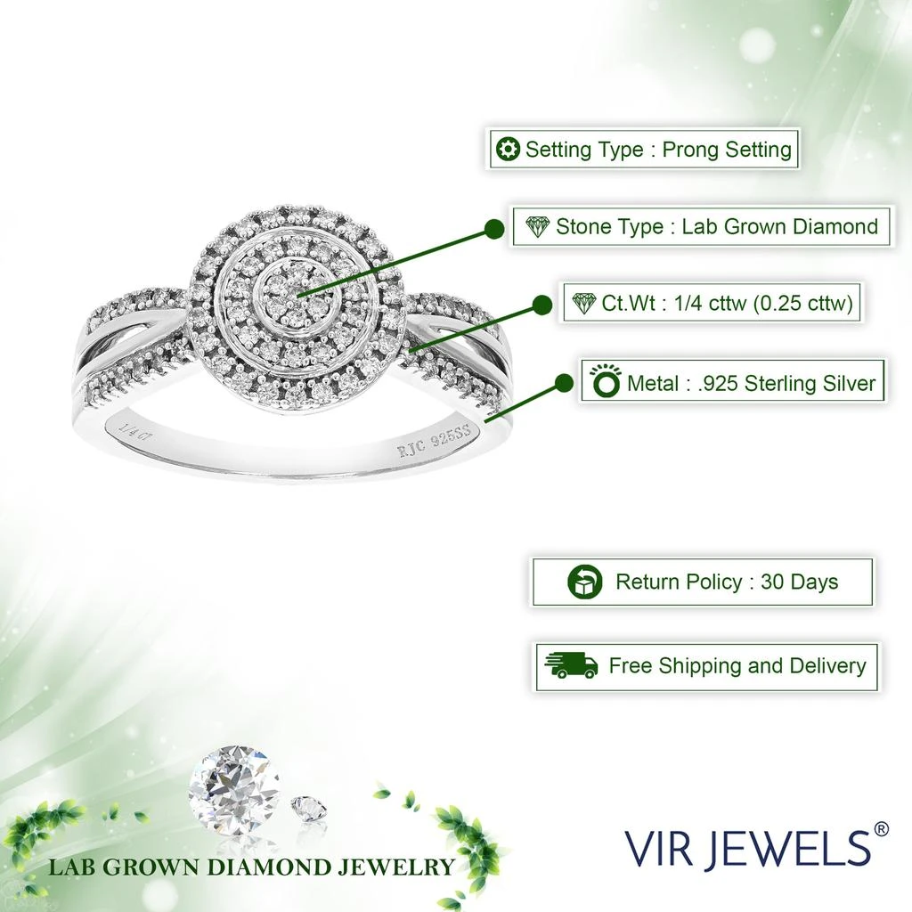 Vir Jewels 1/4 cttw Round Lab Grown Diamond Engagement Ring For Women .925 Sterling Silver 4