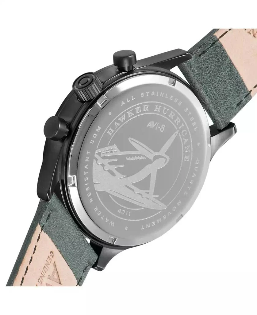 AVI-8 Men's Hawker Hurricane Chronograph Dark Green Genuine Leather Strap Watch 2