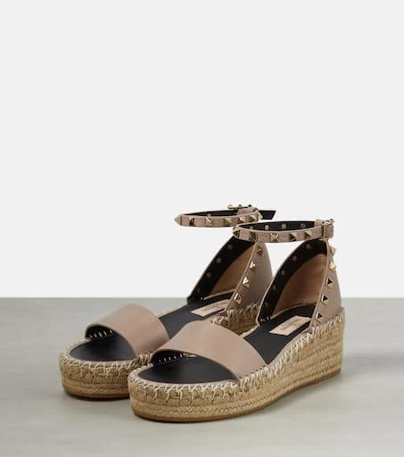 Valentino Rockstud leather espadrille wedges 4