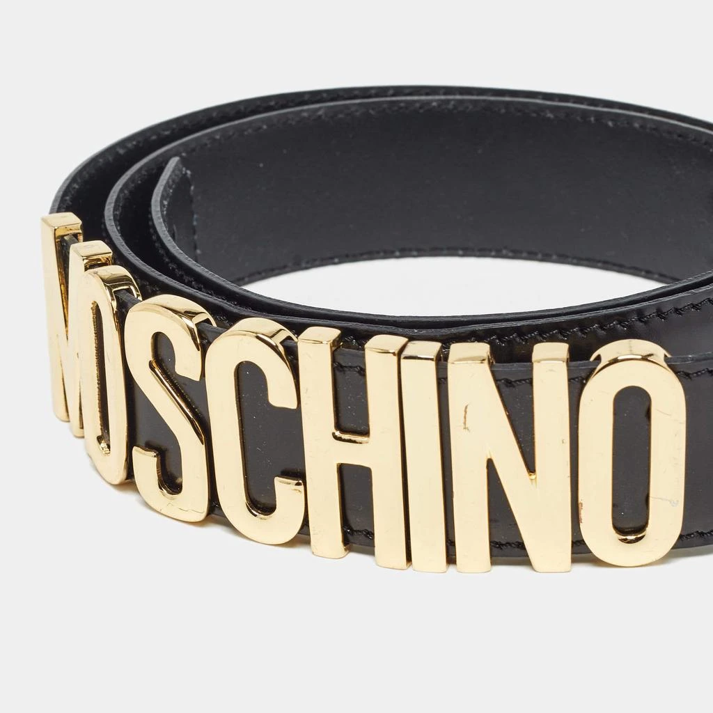 Moschino Black Leather Classic Logo Belt 95 CM – On Sale Now  display picture 2