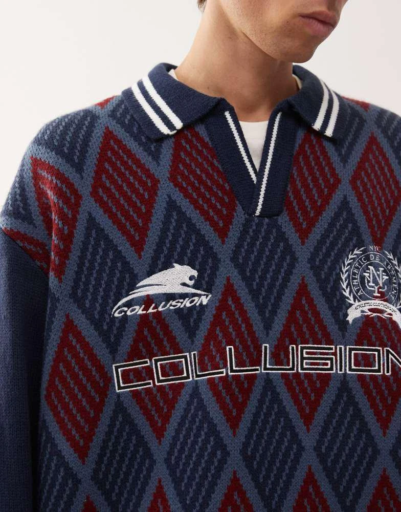 COLLUSION COLLUSION Knitted football boxy sweater jumper 5