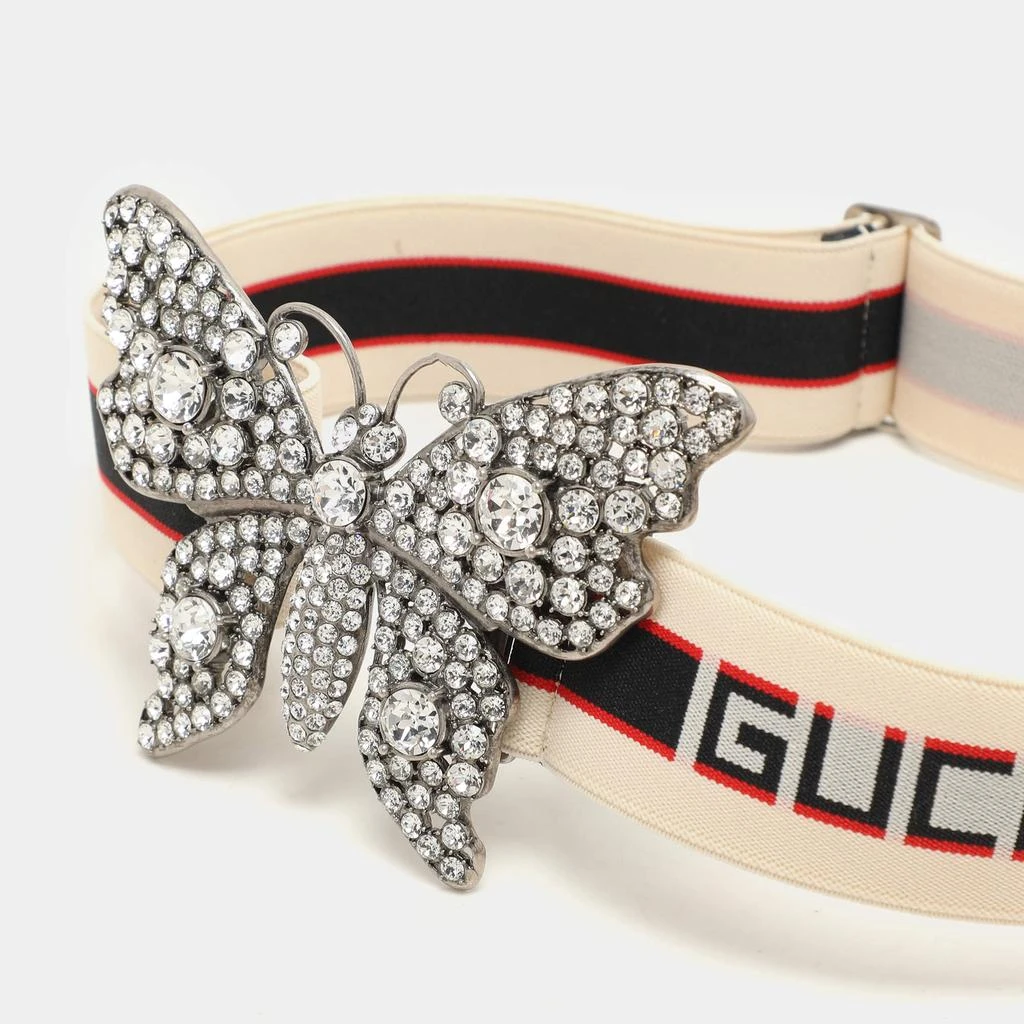 Gucci Gucci White Elastic Band Crystals Embellished Butterfly Waist Belt 85CM 2