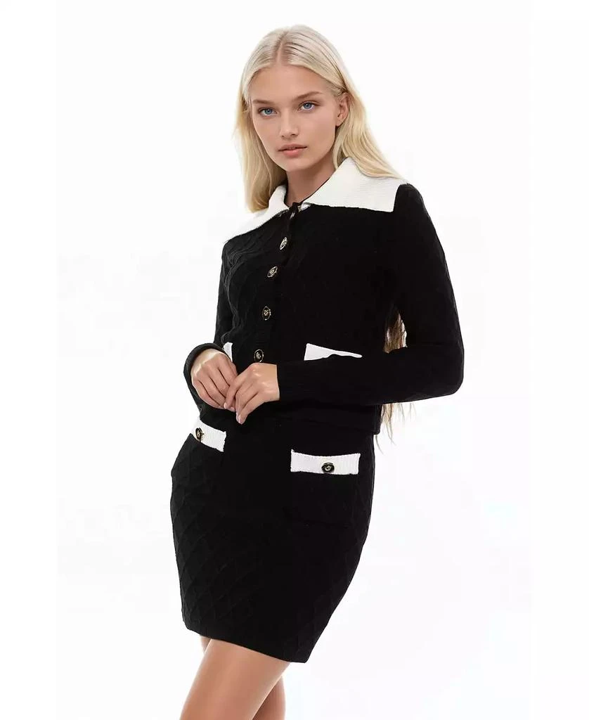 ALEXIA ADMOR Women
s Alina Fully Knit Cardigan with Contrast Collar 2