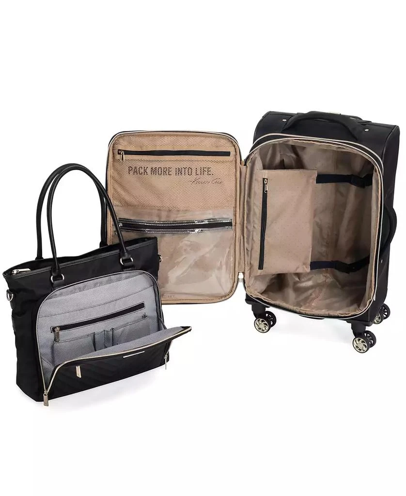 Kenneth Cole Chelsea Softside Chevron Expandable 2pc 20" Carry-On Luggage + Matching 15" Laptop Tote Set 4