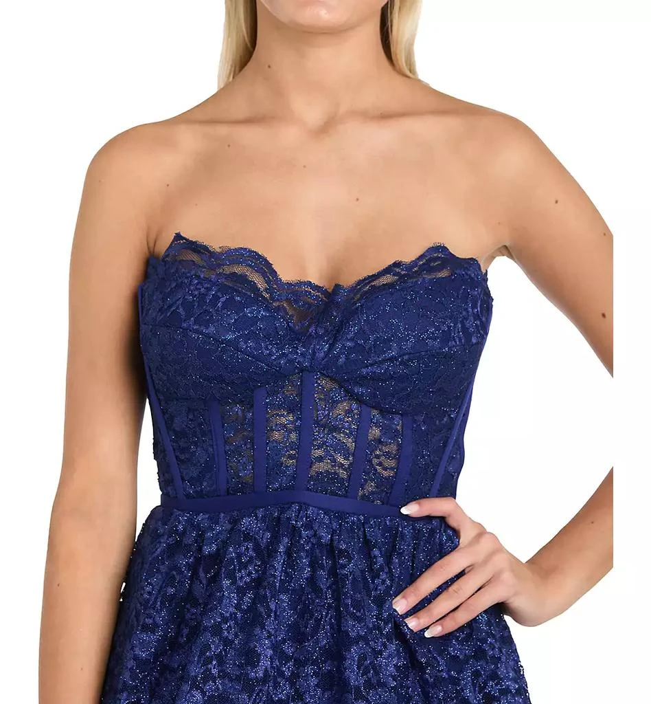 Morgan & Company Juniors' Glitter-Lace Corset Skater Dress 7