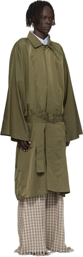 Hed Mayner Green Crinkled Trench Coat 2