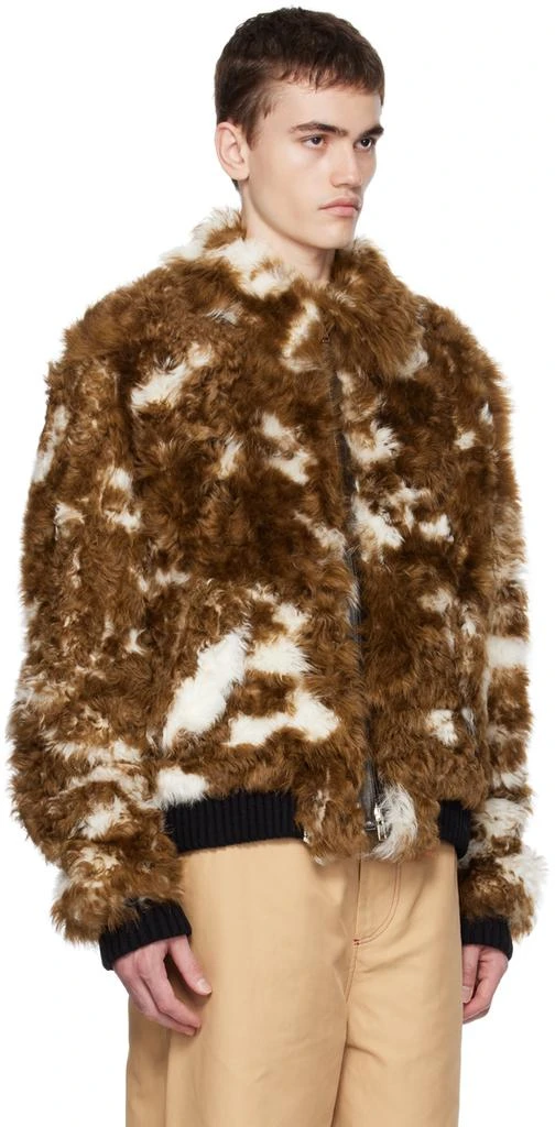 Marni Brown & White Spread Collar Fur Jacket 2