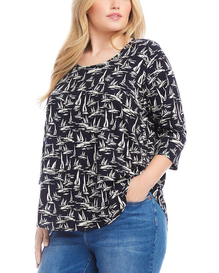 Karen Kane Plus Size 3/4 Sleeve Shirttail Top