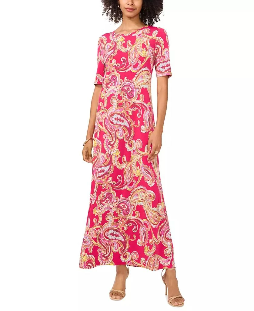 Vince Camuto Women's Printed Elbow-Sleeve Maxi Dress 1