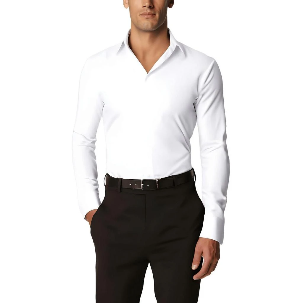 Nautica Mens Solid Polyester Button-Down Shirt 3