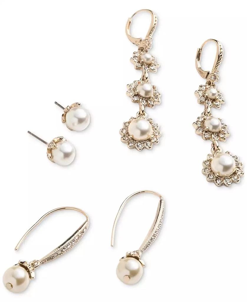 MARCHESA Pavé & Imitation Pearl Drop Earrings 3