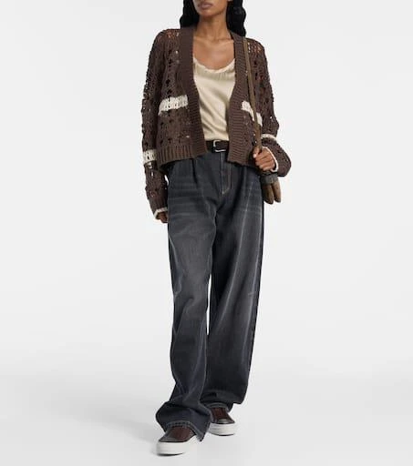 Brunello Cucinelli Open-knit jute and cotton-blend cardigan 2