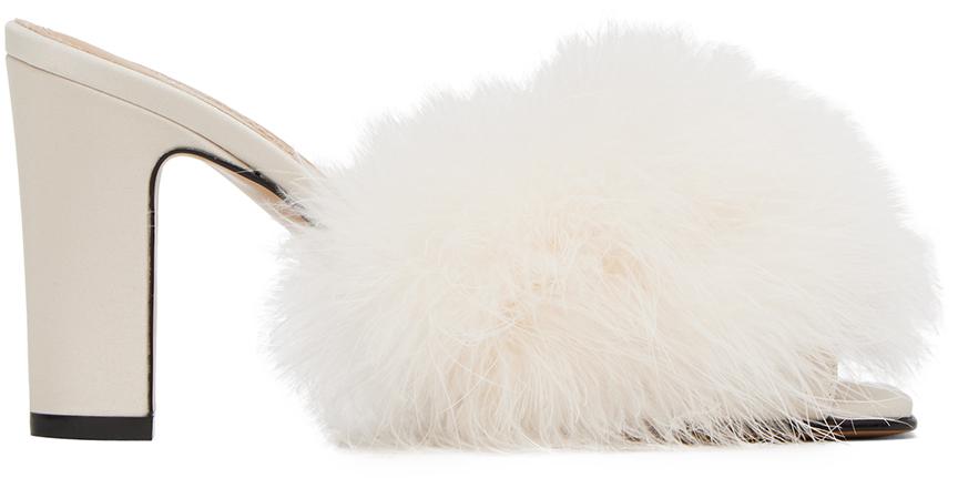 Maison Margiela Off-White Feather Mules