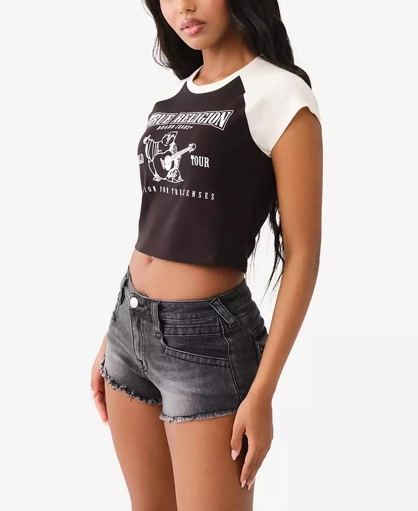 True Religion Women's Contrast Raglan Baby Tee 5